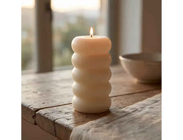 Διακοσμητικό Κερί Κορμός Beading Essentials by Home & Styling με διαστάσεις 7.5x14cm - Off white CC5070290