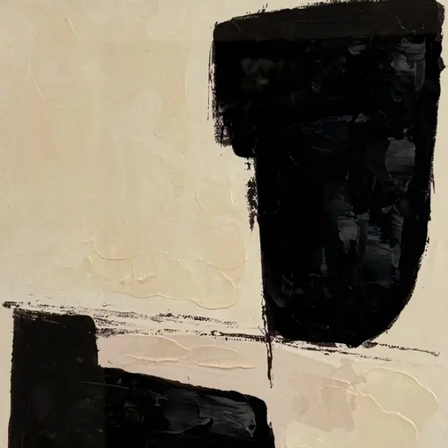 Πίνακας τοίχου Obraz COAL 105‑9828 60x80 minimal wall art Άσπρο Μαύρο Μπεζ 3