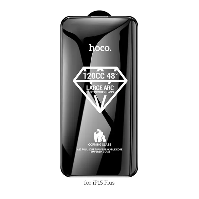 Tempered Glass Hoco Premium Series A35 120CC Large Arc Dustproof 0.4mm 2.5D Anti-Fall για Apple iPhone 15 Plus Herbolive 3