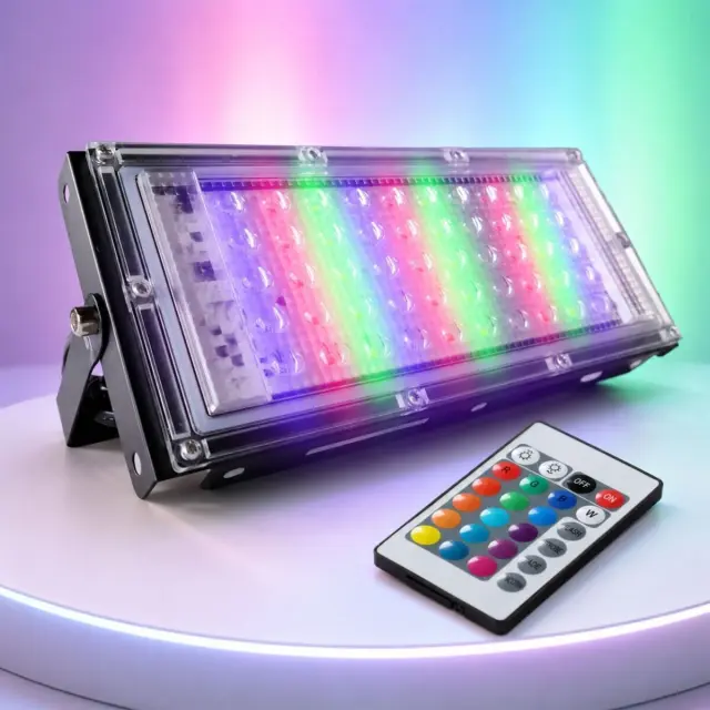 LIGHT4ME IP RGB PANEL panel-type floodlight 50 × 0.5W R/G/B LED wireless remote control power switch mounting bracket AC power supply 2