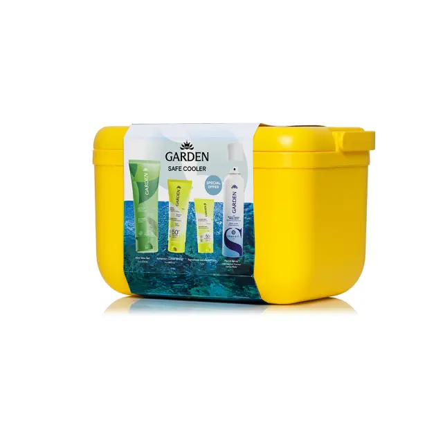 Garden Safe Cooler με Aloe Vera Gel Πρόσωπο & Σώμα, 200ml & Αντηλιακό Γαλάκτωμα Πρόσωπο & Σώμα SPF50, 75ml & Αντηλιακή Κρέμα Προσώπου SPF50+, 25ml & Garden x Souroti Thermal Spring Water Facial Spray, 150ml