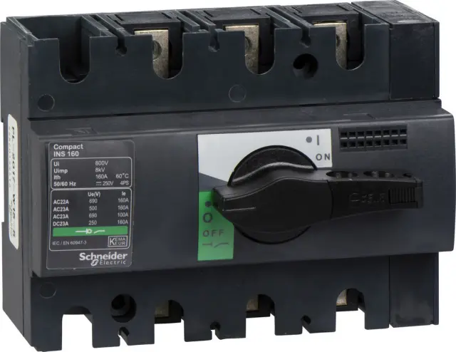 switch disconnector, Compact INS160 , 160 A, standard version with black rotary handle, 3 poles