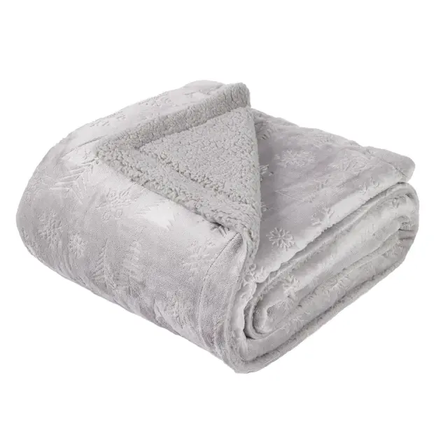 Κουβέρτα Καναπέ 130x170 330gsm Fleece-Sherpa Xmas Das Home 1373 Grey 100% Πολυέστερ 2