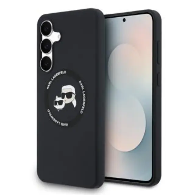 Karl Lagerfeld Liquid Silicone K&CH Heads MagSafe Case for Samsung Galaxy S25 FE Black