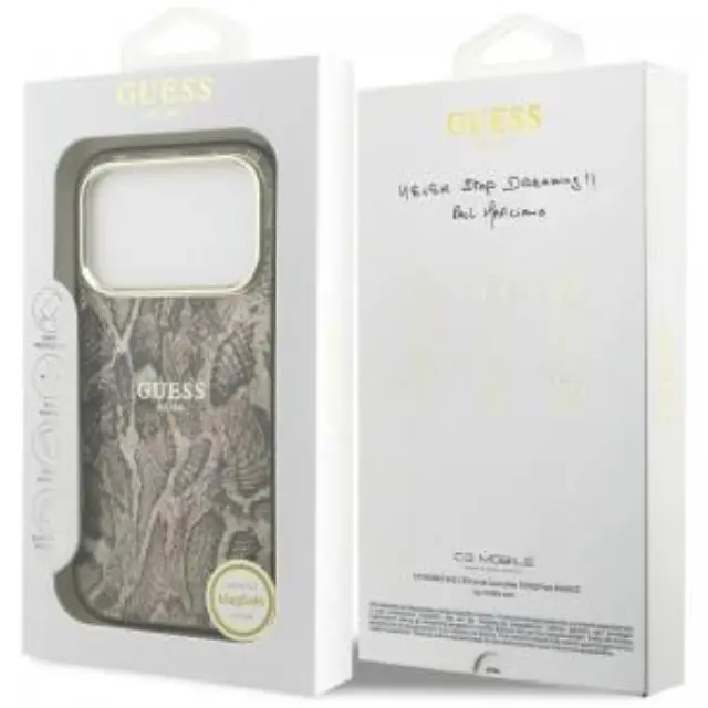 Θήκη TPU & PC Guess Apple iPhone 18 Pro/ 17 Pro MagSafe Python Pattern Καφέ N71810 3