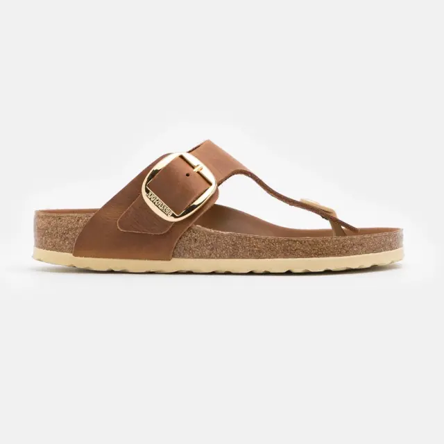 Birkenstock Πέδιλα Γυναικείο δέρμα Oiled Καφέ BIR/GIZEH BIG BUCKLE 1018745 COGNAC