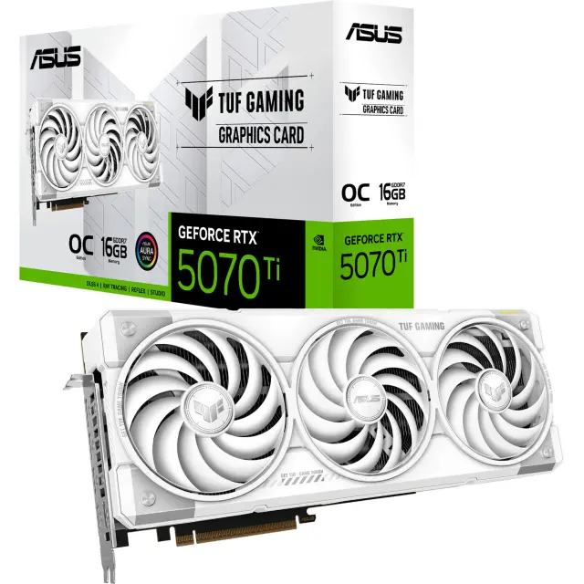 Asus GeForce RTX 5070 Ti TUF GAMING OC WHITE edition (white, DLSS 4, 3x DisplayPort, 2x HDMI 2.1)