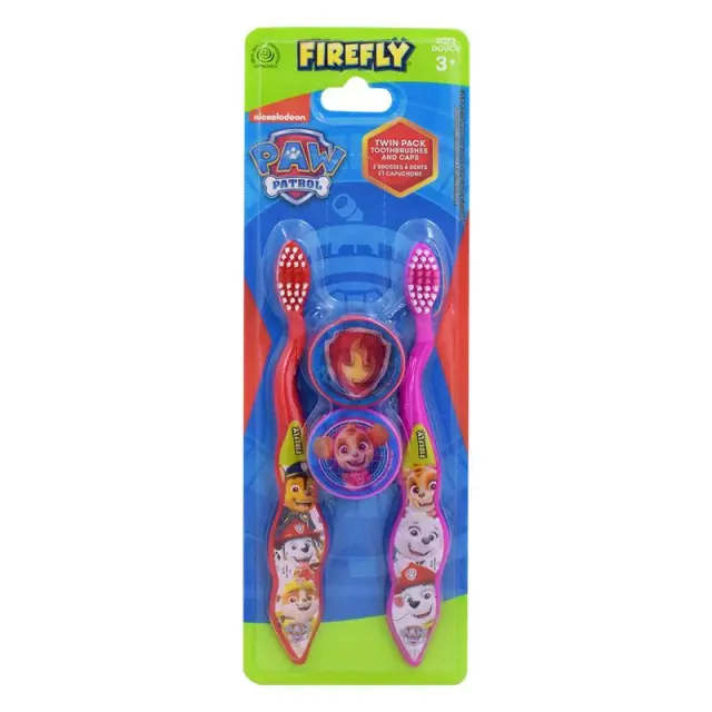 Paw Patrol Παιδικές Οδοντόβουρτσες Με Καπάκι 2τμχ Toothbrush With Twin Travel Caps 2pcs
