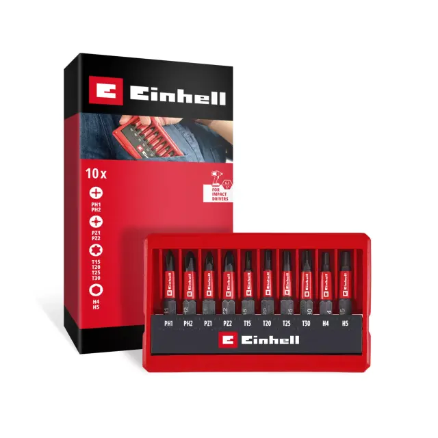 Einhell 49118653 - Σετ 10 τεμαχίων με μύτες κρούσης, σετ τσέπης, 50 mm