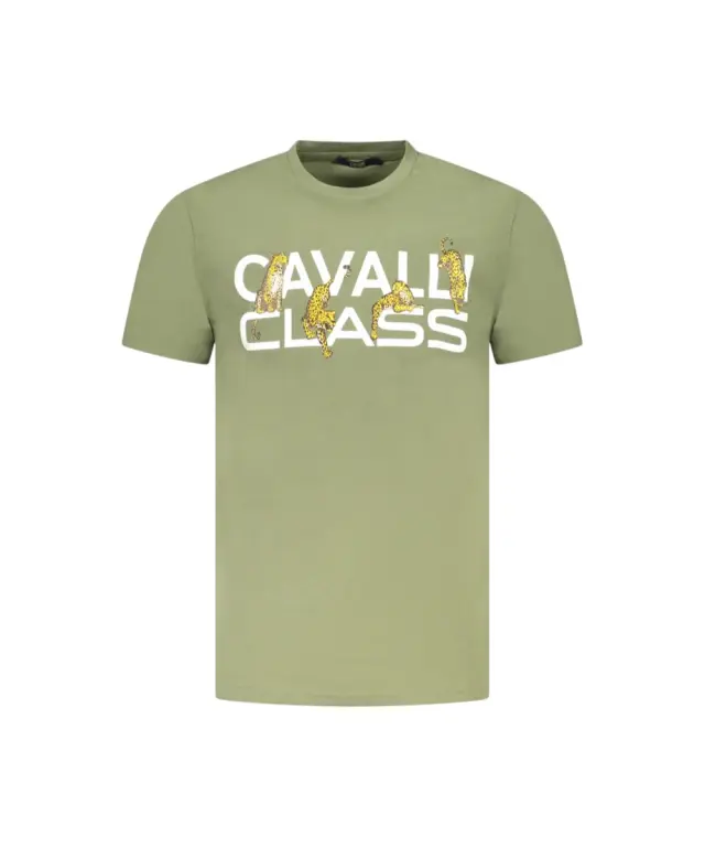 Cavalli Class - Ανδρική Μπλούζα T-Shirt Κοντομάνικη Regular Fit TXT60MJD060-04050 Λαδί