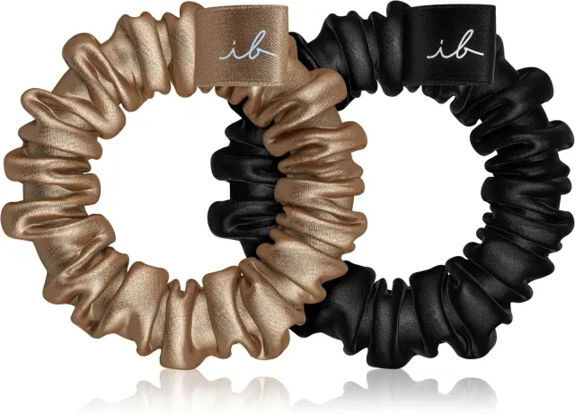invisibobble SPRUNCHIE SLIM True Golden Λαστιχάκι Μαλλιών Scrunchie, Μαύρο-Μπρονζέ, 2τμχ