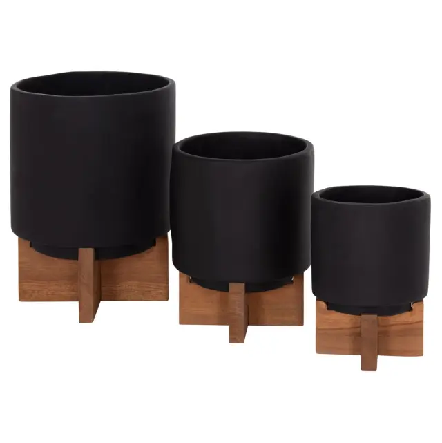 ΣΕΤ 3 ΓΛΑΣΤΡΕΣ ΜΕ TEAK ΒΑΣΕΙΣ TANTI HM4685.01 FIBER CEMENT ΣΕ ΜΑΥΡΟ ΧΡΩΜΑ - Single Size