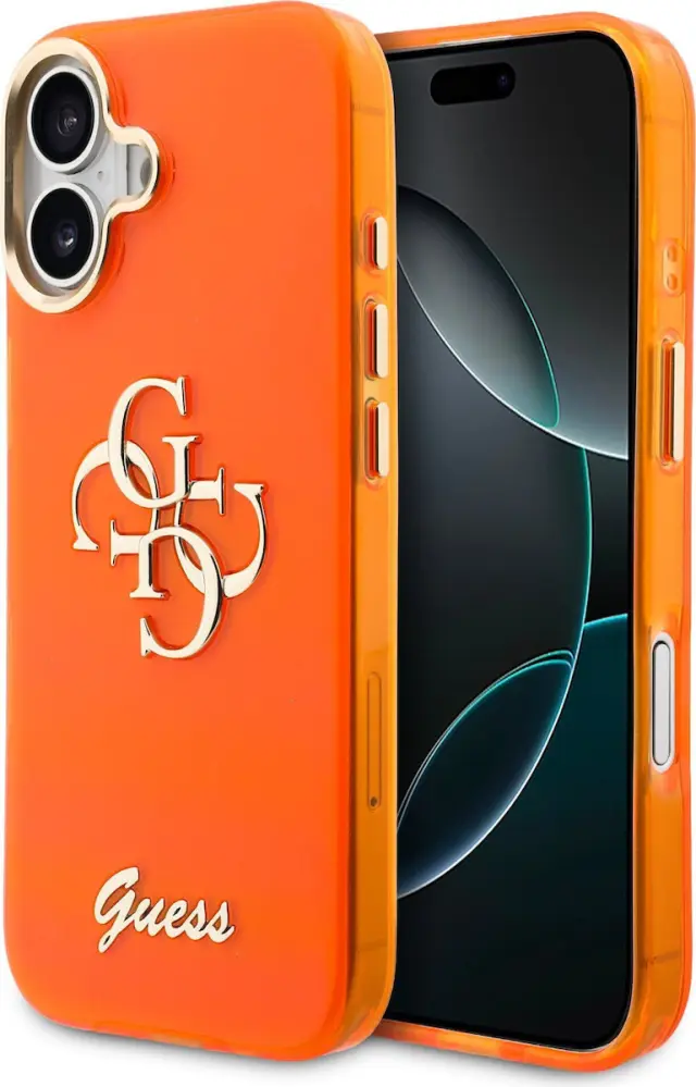 Guess IML 4G Script Metal Logo Case for iPhone 17 Orange