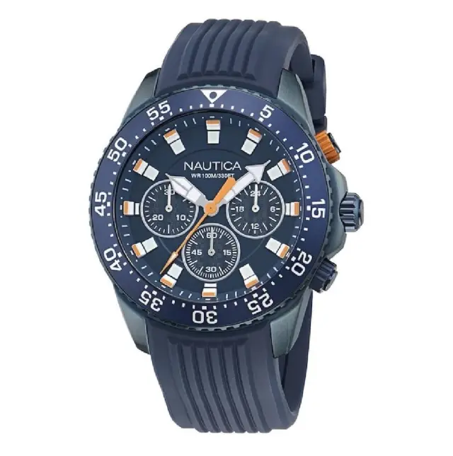 Nautica One-S Chronograph Men's Watch Blue Silicone Strap NAPNOF501