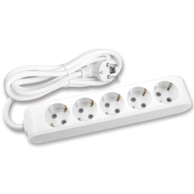 X-tendia White Five Gang Earth Socket with Cable CP 1,5M