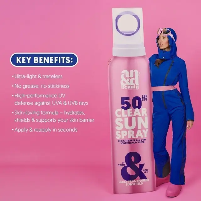 A.N.D. Beauty XL Clear Sun Spray Διάφανο αντηλιακό spray mist προσώπου + σώματος με SPF 50, 300mL 3