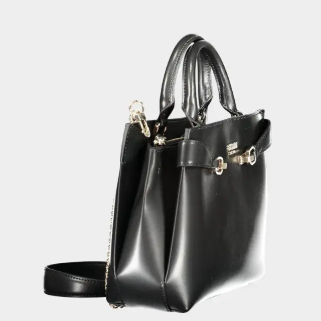 Guess - Γυναικεία Τσάντα Leather Girlfriend Satchel HWVG9639060-BLA Μαύρο 3
