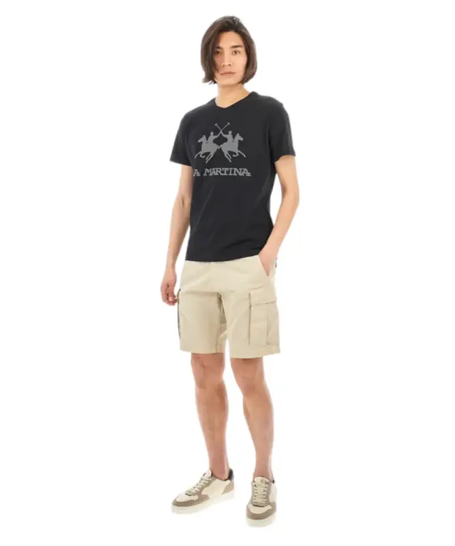La Martina - Ανδρικό T-Shirt Regular Fit CCMR05-JS206-09999 Mαύρο 2