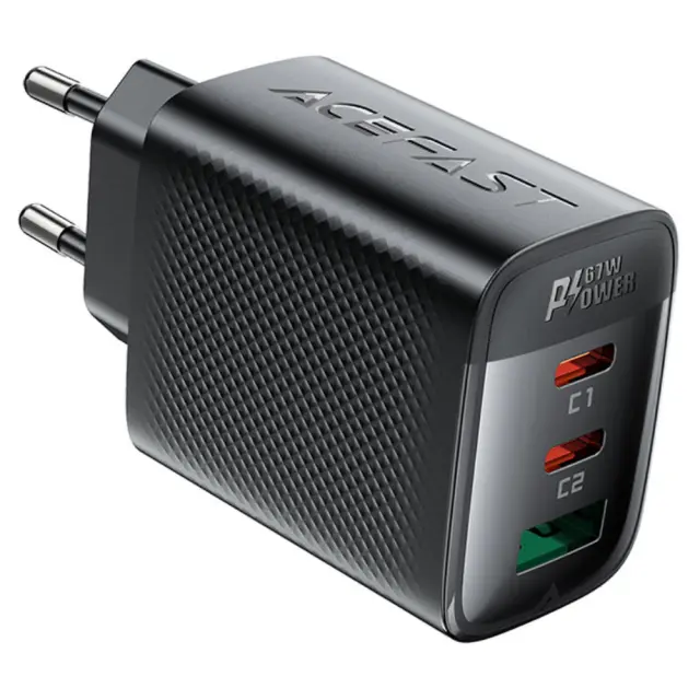 Φορτιστής Ταξιδίου Acefast A108 Fast Charging με 2xUSB-C + 1xUSB-A PD67W GaN Μαύρος