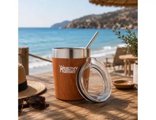 Ποτήρι Θερμός Cruiser Healthy Human με χωρητικότητα 354ml και διατήρηση θερμοκρασίας 12h ζεστό / 24h κρύο - Natural Wood 12OZ Natural Wood