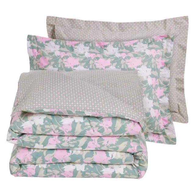 Σετ Σεντόνια 240x260 Υπέρδιπλα Daily Das Home 3175 Green-Pink 100% βαμβακερόΧωρίς Λάστιχο 3