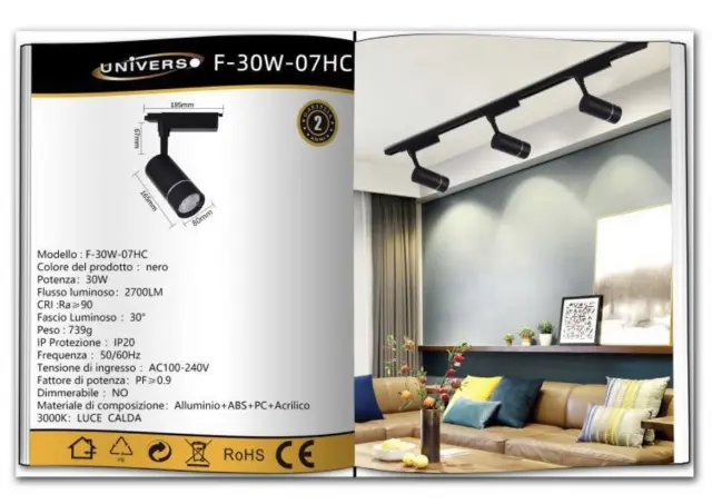 UNIVERSO LED Φωτιστικό Οροφής F30W-07HC 30W 3000K 2700LM Μαύρο Χρώμα