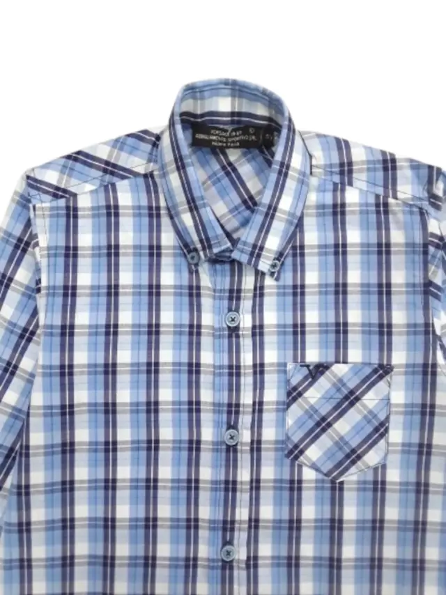 Πουκάμισο Μακρυμάνικο Καρό Versace Blue 8020150 - 5 Y (110cm) 2