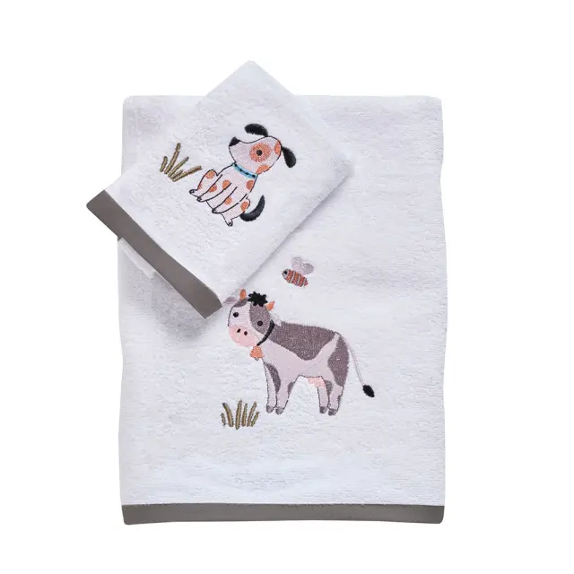 Πετσέτες σετ/2 κεντητές baby fun λευκό 30x50/70x140cm Das Home 4916