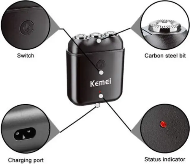 Kemei KM-1005 Ξυριστική Μηχανή Προσώπου Επαναφορτιζόμενη 2