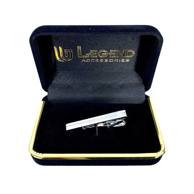 Σχεδιαστικό Ασημί Κλιπ Γραβάτας 4 cm – LGTC-274