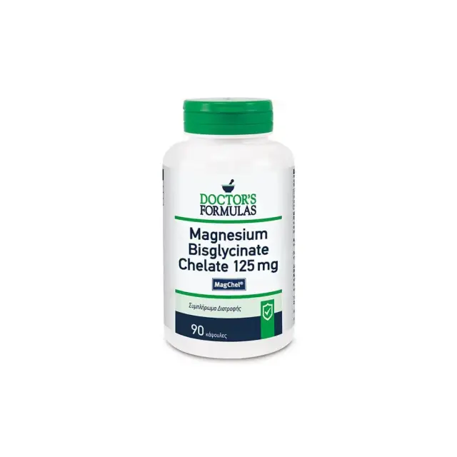 Doctors Formulas | Magnesium Bisglycinate Chelate 125mg | Συμπλήρωμα Διατροφής για το Μυϊκό και Νευρικό Σύστημα | 90 Κάψουλες