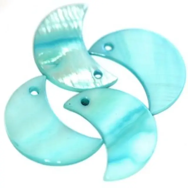 Mother of Pearl Moons Azure 12x22mm - 10τεμ