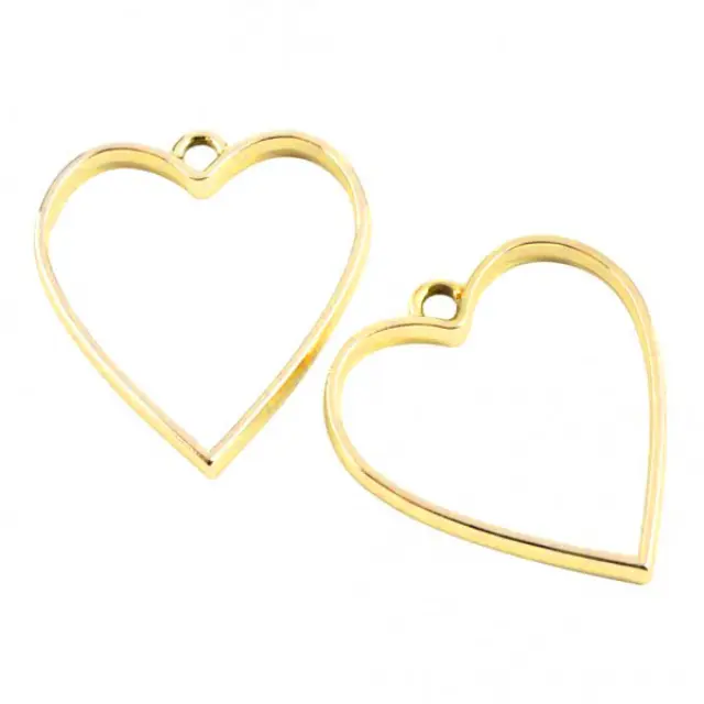 Μεταλλικό Κρεμαστό Open Back - Heart - 34x30.2x3.7mm - Golden- 4τεμ