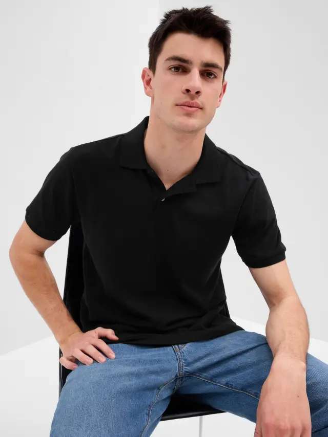 Μαύρη Πικέ Polo Μπλούζα True black - M