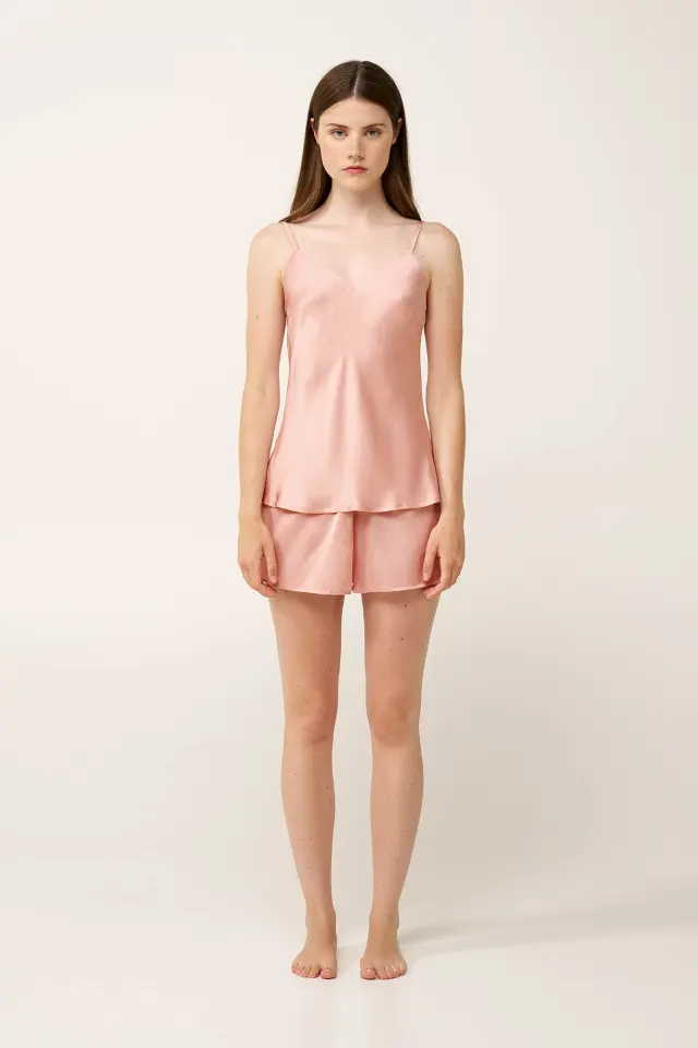 Vamp Πιτζαμάκι Baby Doll Σατέν 100% Βισκόζη Rose Dusty