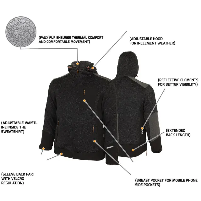 Ζακέτα Ψύχους με γούνα Bennon Nortos grey/black 3