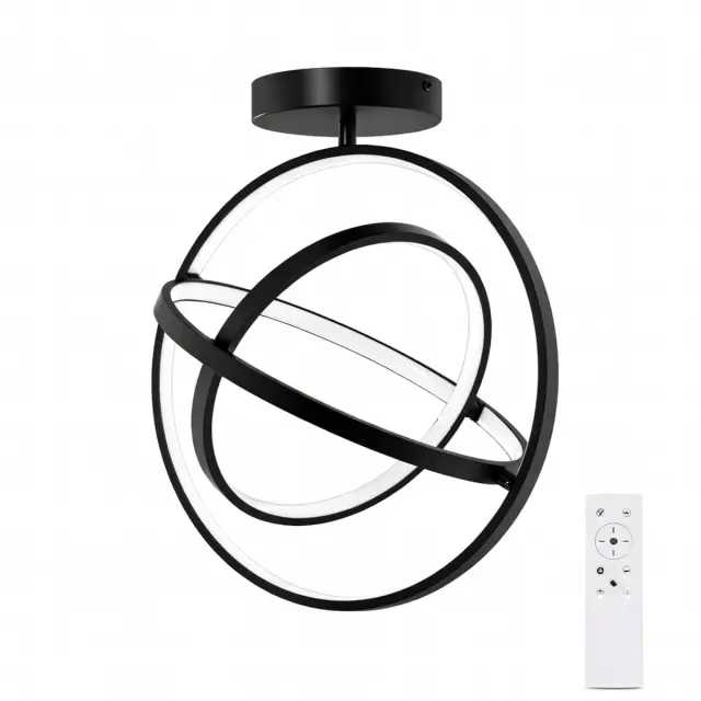 VenCore Orbital Black - Μοντέρνο Φωτιστικό Οροφής Πλαφονιέρα LED 45W Μαύρο Αλουμίνιο με Ρυθμιζόμενο CCT Λευκό - Ημέρας - Θερμό & Χειριστήριο - Φ39 x Υ42cm (7741-20043)
