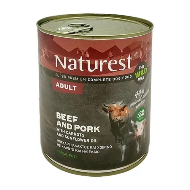 Naturest Κονσέρβα Σκύλου Adult με Μοσχάρι, Χοιρινό & Καρότο 800gr