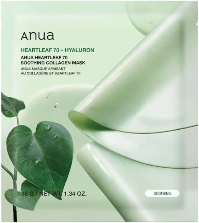 Anua Heartleaf 70 Soothing Collagen Mask Μάσκα Προσώπου για Λάμψη, 38gr