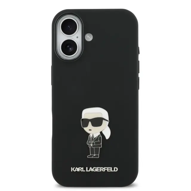 Karl Lagerfeld Liquid Silicone Metal Ikonik Case for iPhone 17 Black 3