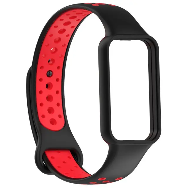 Ανταλλακτικό Λουράκι Σιλικόνης για Xiaomi Redmi Smart Band 2/8 Active – Black/ Red OEM 2