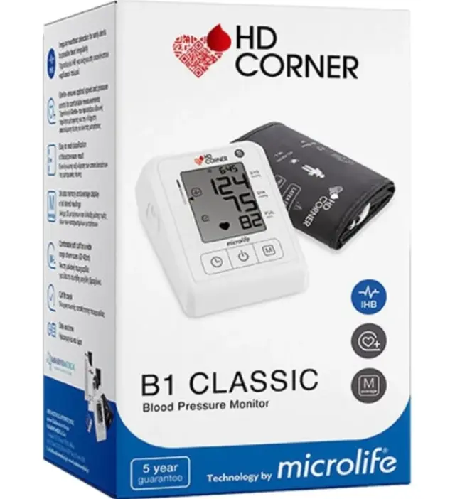 Microlife BP B1 Classic Ψηφιακό Πιεσόμετρο Μπράτσου με PAD/IHB, Gentle+ & Μνήμη 30 Μετρήσεων