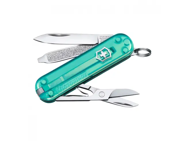 Ελβετικός Σουγιάς Victorinox Classic SD Transparent με 7 λειτουργίες και μήκος 5.8cm - Tropical Surf0.6223.T24G