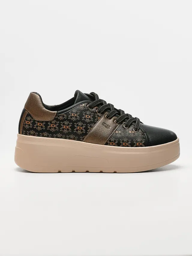 Donna Serena Sneakers Γυναικείο δέρμα Μαύρο DSE/5528 NER/BRONZ 3