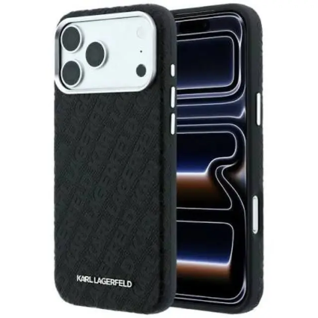 Karl Lagerfeld® Grained Allover Semi Wrap MagSafe Θήκη για iPhone 17 Pro Max/18 Pro Max- Black.