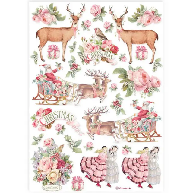 Ριζόχαρτο ντεκουπάζ Stamperia 21x29cm A4, Pink Christmas