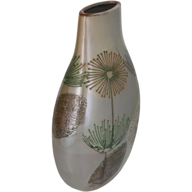 Βάζο Οβάλ Taupe Κεραμικό 24x13x33cm 3