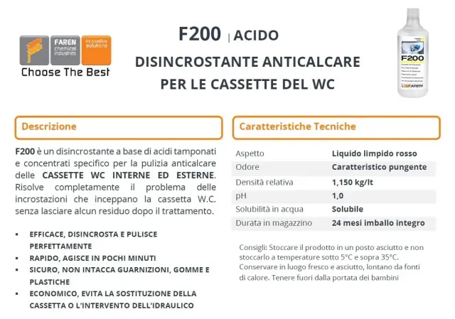Faren F200 Καθαριστικό Αφαλάτωσης για Μπάνιο + Καζανάκι 1L 2