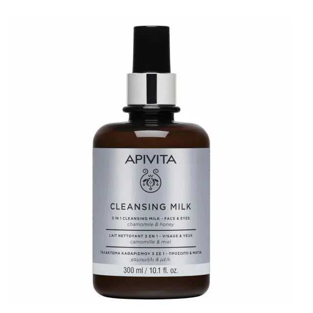 Apivita Cleansing Milk 3 in 1 Face & Eyes Γαλάκτωμα Καθαρισμού 3 σε 1 για Πρόσωπο & Μάτια με Χαμομήλι & Μέλι, 300ml