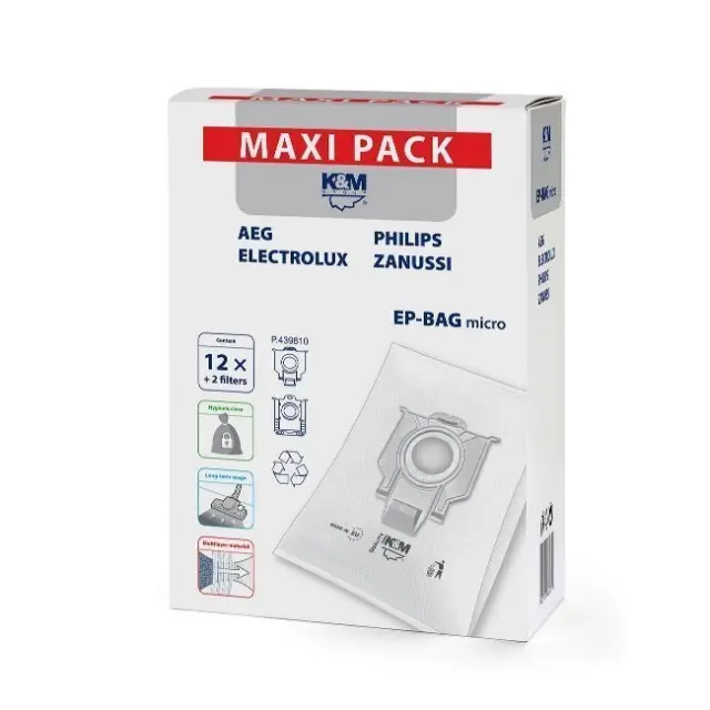 K&M Σακούλα Σκούπας EP BAG MICRO 12 Philips / Electrolux 12pcs (FC8021)